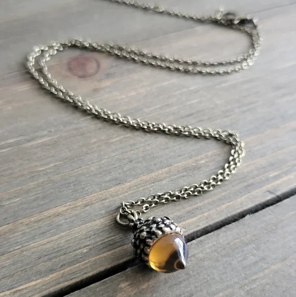 Bronze Acorn Resin Necklace- Handmade Necklace- Bronze Necklace- Acorn J… - Picture 2 of 8